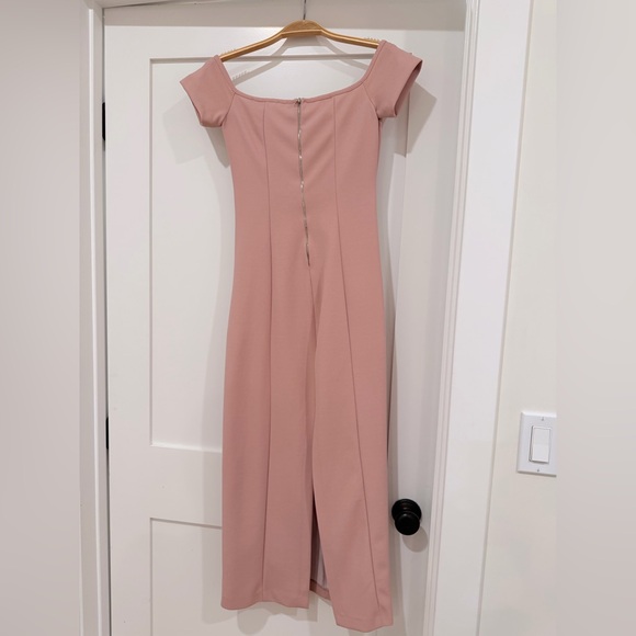 Zara bodycon midi Pink Off-Shoulder cap sleeve Dress - Picture 3 of 5